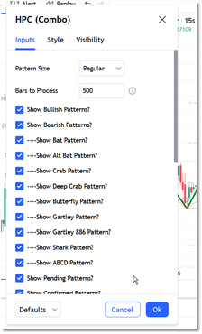 The Indicator settings dialog in TradingView